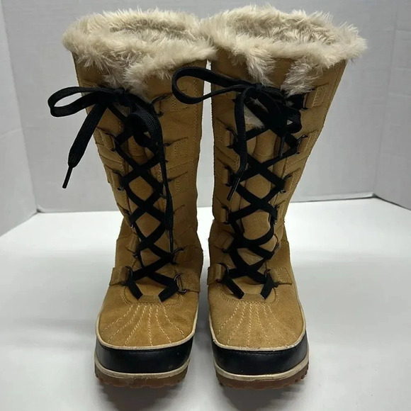 Sorel Tivoli IV Snow Boots Tall Lace Up Boot Shoes Waterproof Black Tan Size 7 - Picture 2 of 10